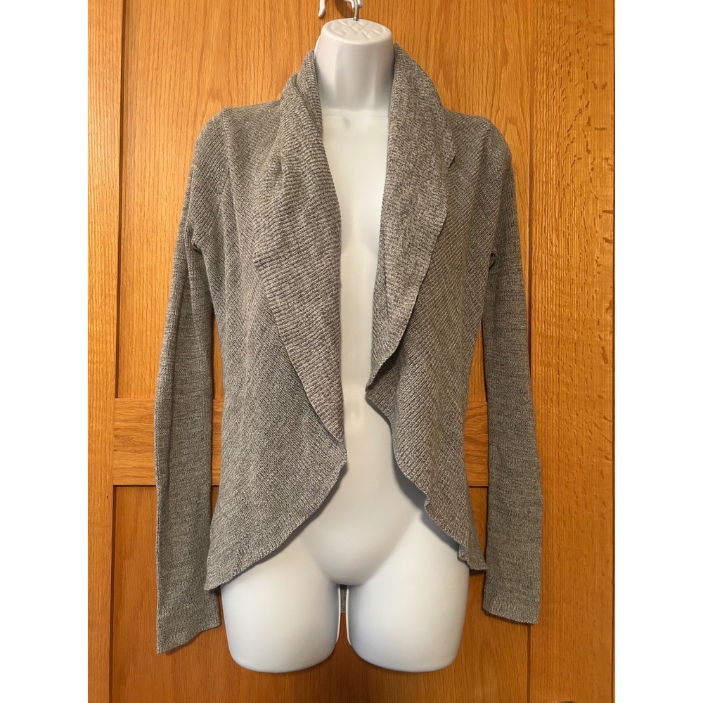 Express Women's Grey 100% Cotton Open Front Shawl Collar Cardigan Sweater XS